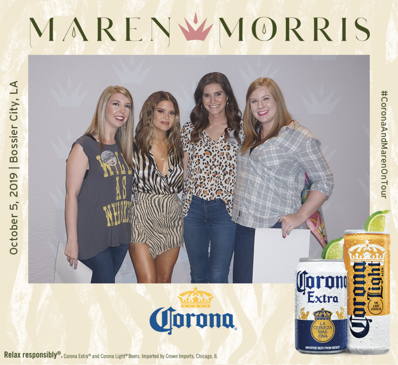 Marin Morris digital banner with standing with fans for Corona Beer