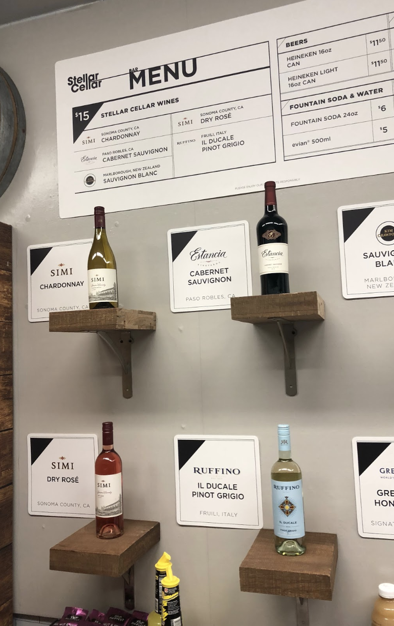 Close up of Stellar Cellar Menu inside store