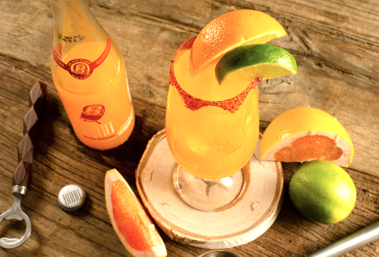 Orange Buho Soda with lime and tangerines